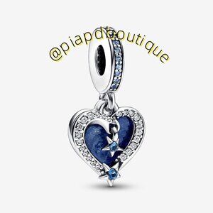 Pandora Celestial Shooting Star Heart Double Dangle Charm